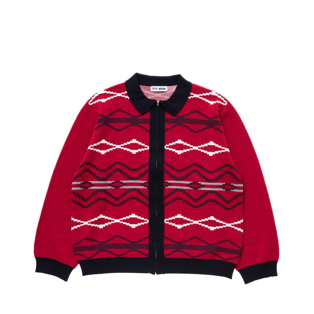 Nordic zip up cardigan(RED)